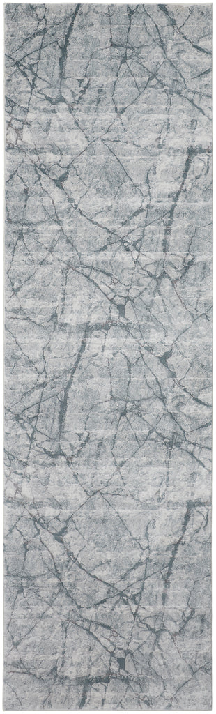 Atwell Transitional Abstract Blue Gray Ivory Area Rug (3' x 10')