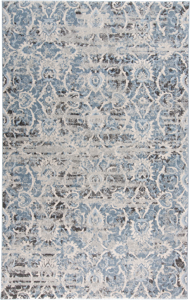 Ainsley Transitional Abstract Blue Ivory Gray Area Rug (4'3" x 6'3")