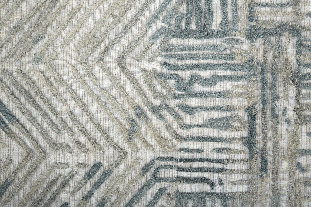 Elias Modern Abstract Green Blue Ivory Area Rug (8' x 10')