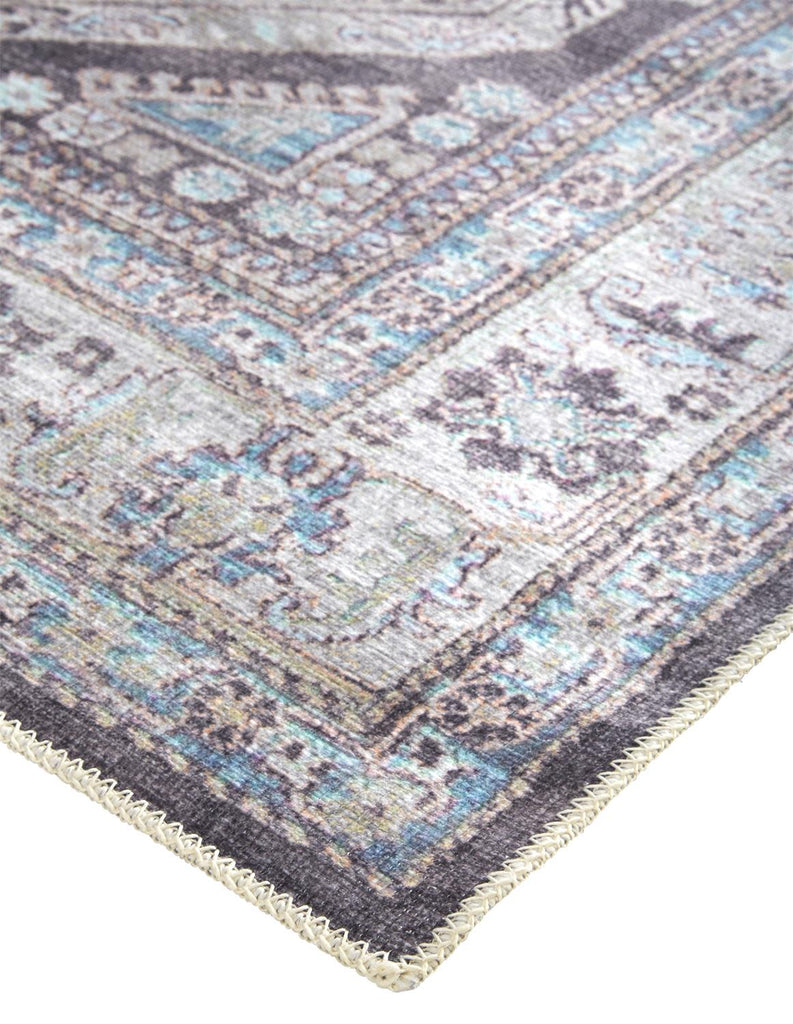 Percy Transitional Medallion Gray Taupe Blue Area Rug (7'10" x 9'10")