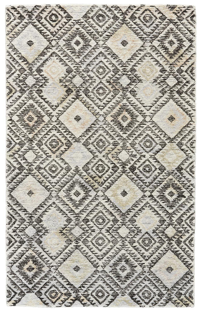 Arazad Transitional Geometric Gray Ivory Black Area Rug (2' x 3')