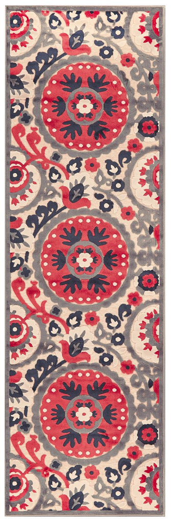 Saphir Obzeet Modern Paisley Red Tan Taupe Area Rug (2'6" x 8')