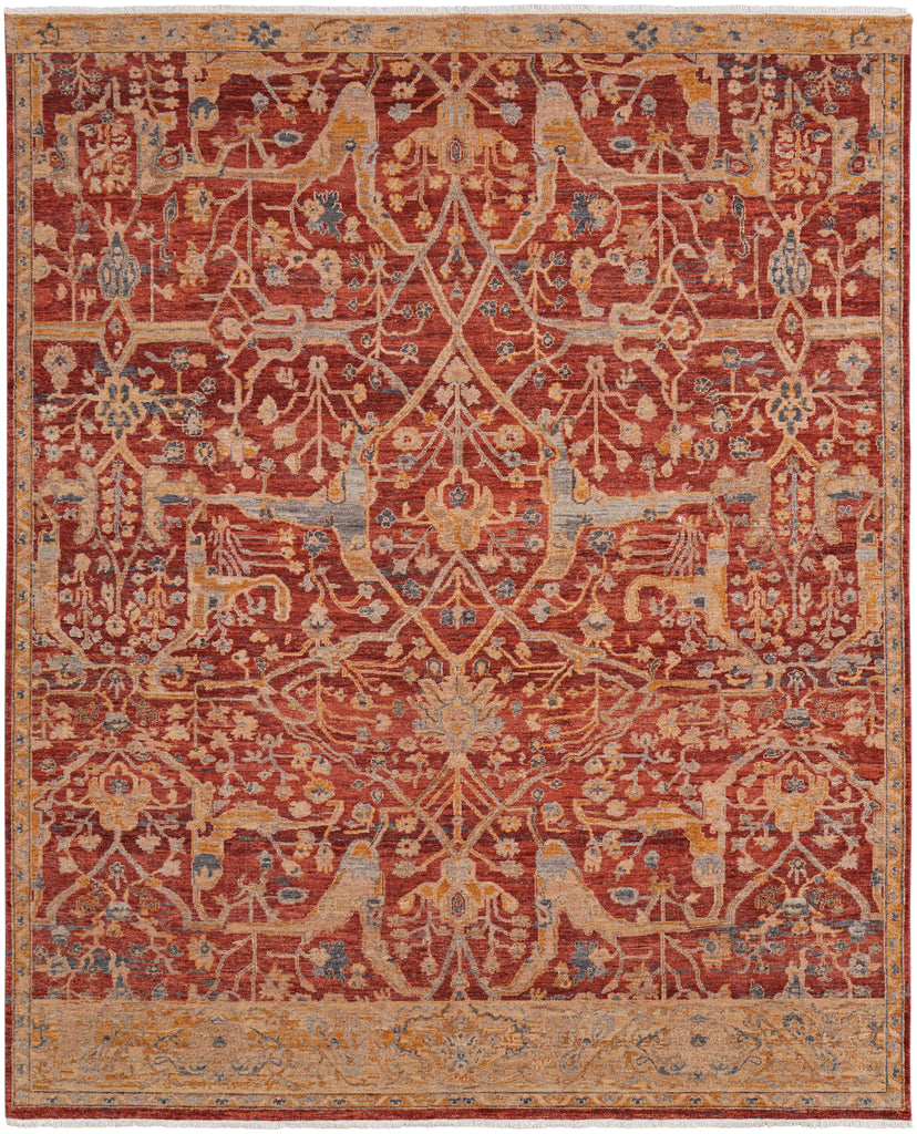 Ronin Transitional Floral Botanical Red Gold Gray Area Rug (9'6" x 13'6")