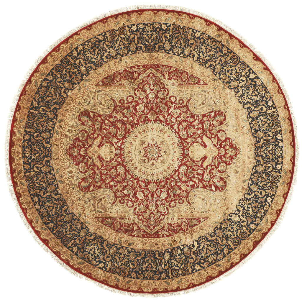 Sophia Traditional Oriental Tan Red Blue Area Rug (8' x 8')