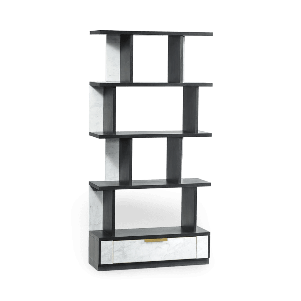 Fusion Black Oak & Marble Etagere