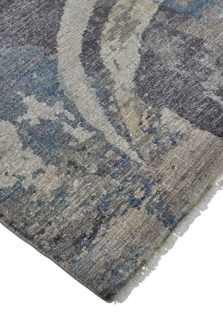 Salina Transitional Abstract Taupe Tan Blue Area Rug (11'6" x 15')