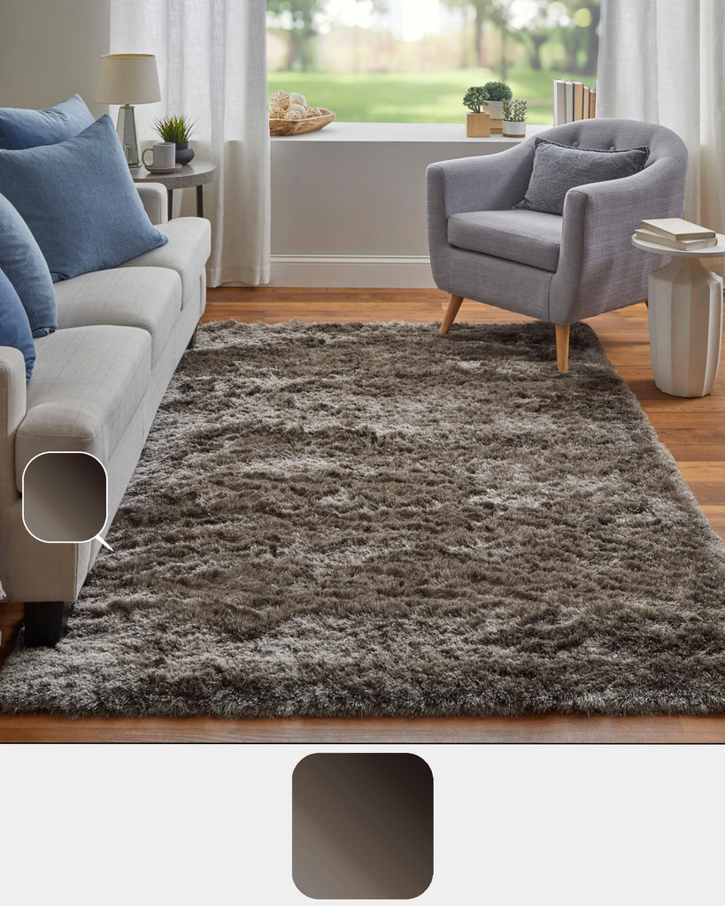 Indochine Modern Solid Gray Black Area Rug (9' x 12')