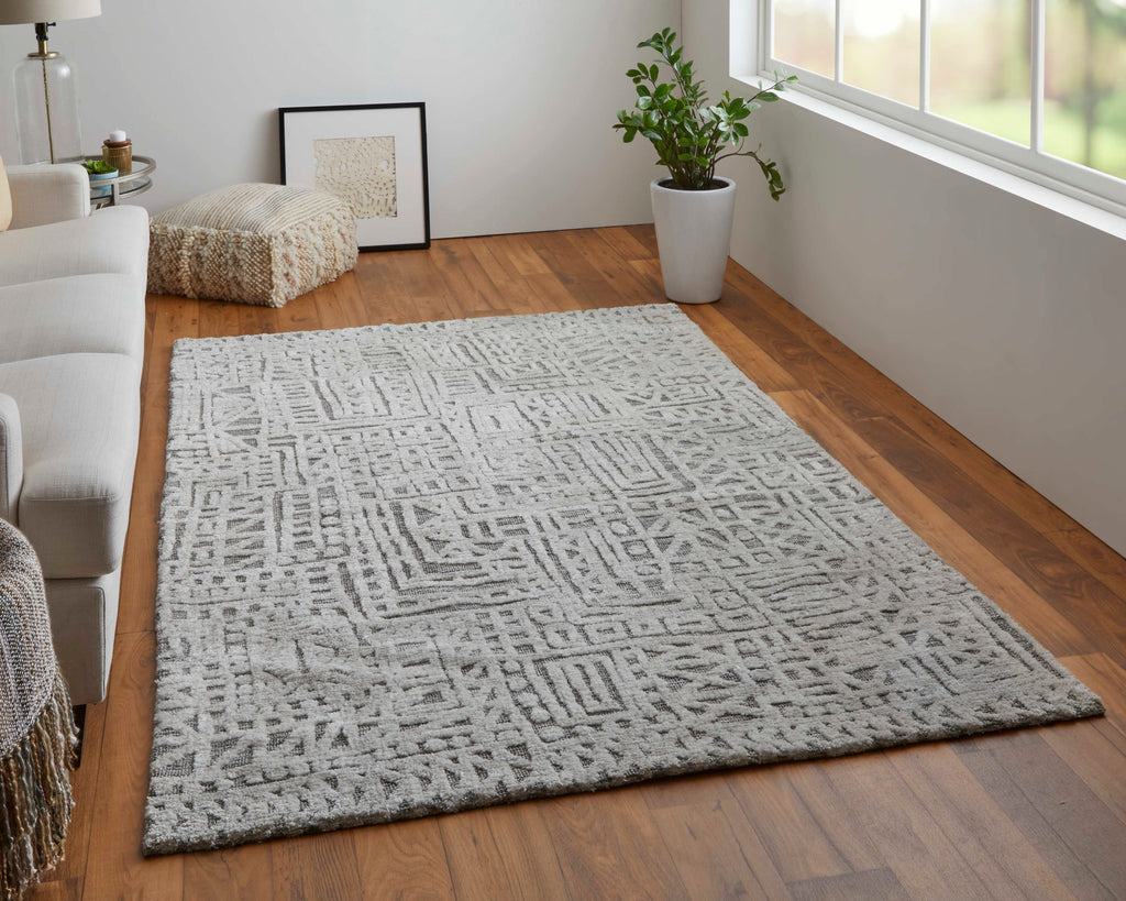 Colton Modern Abstract Gray Silver Area Rug (2' x 3')