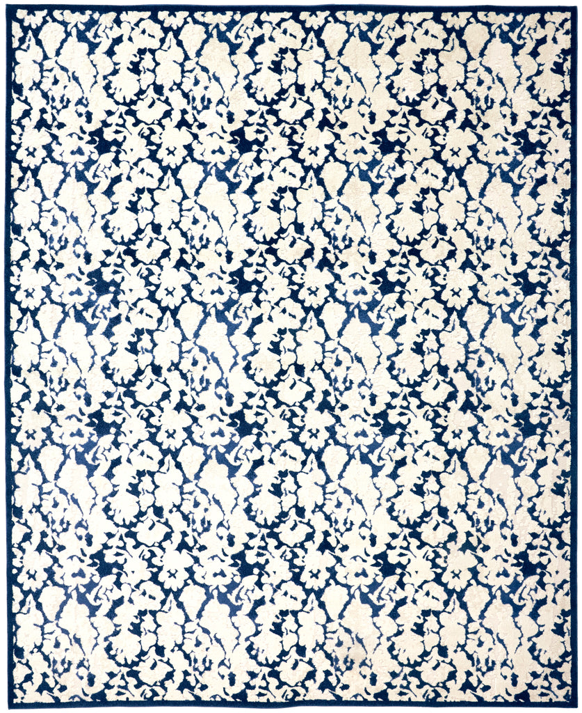 Remmy Transitional Abstract Ivory Blue Area Rug (10' x 13'2")