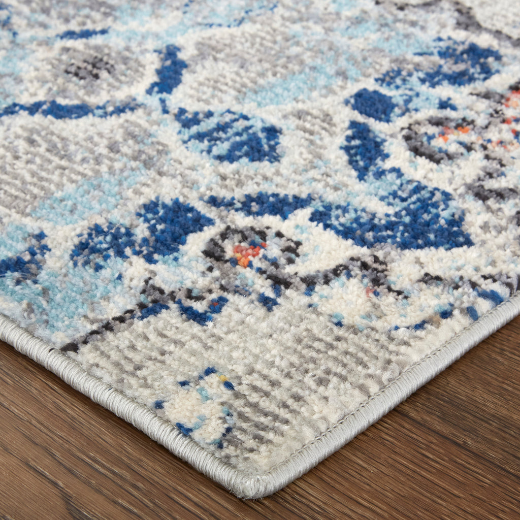 Bellini Transitional Damask Ivory Taupe Blue Area Rug (7'10" x 10'10")