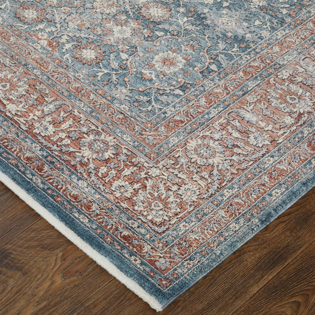 Marquette Transitional Oriental Blue Red Area Rug (7'10" x 9'10")