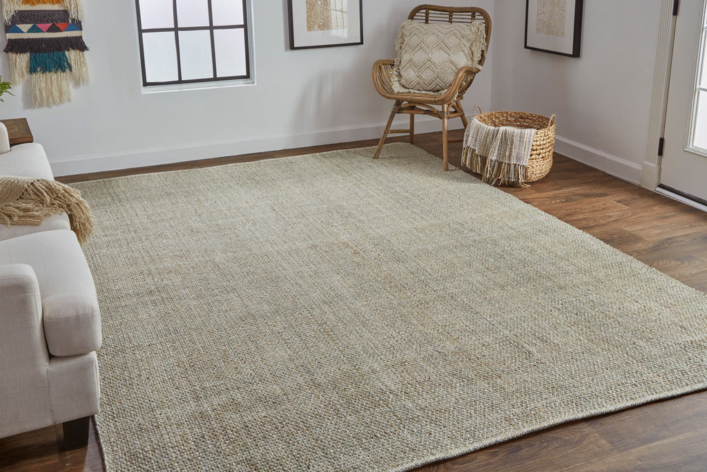 Naples Transitional Solid Green Tan Area Rug (5' x 8')