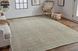 Naples Transitional Solid Green Tan Area Rug (2' x 3')