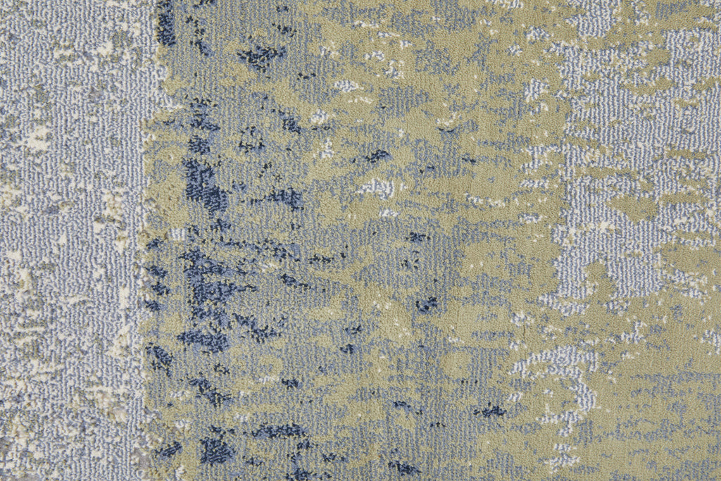 Clio Modern Abstract Blue Green Ivory Area Rug (10' x 13'2")