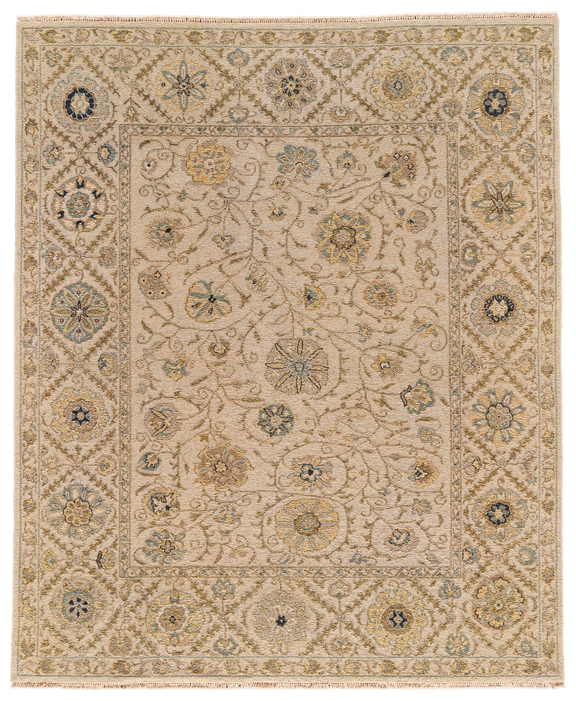 Amherst Traditional Bordered Ivory Yellow Blue Area Rug (2' x 3')