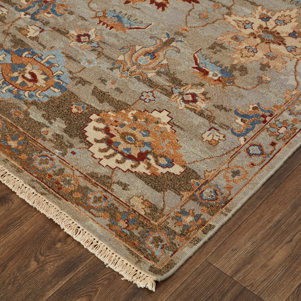 Leylan Transitional Floral Botanical Brown Tan Gray Area Rug (7'9" x 9'9")