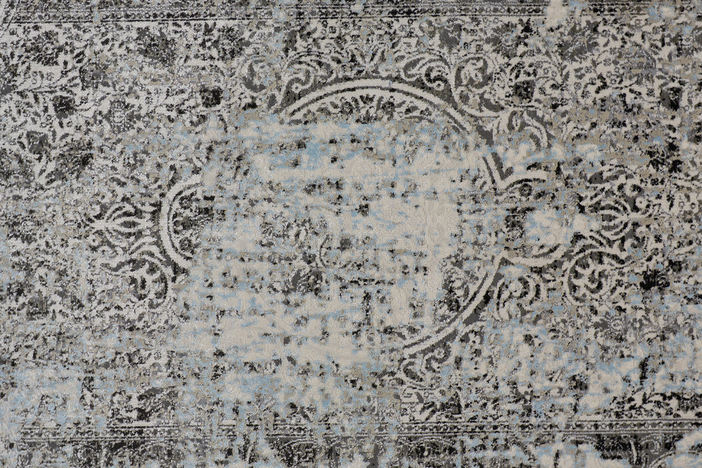 Prasad Modern Distressed Gray Blue Ivory Area Rug (1'8" x 2'10")