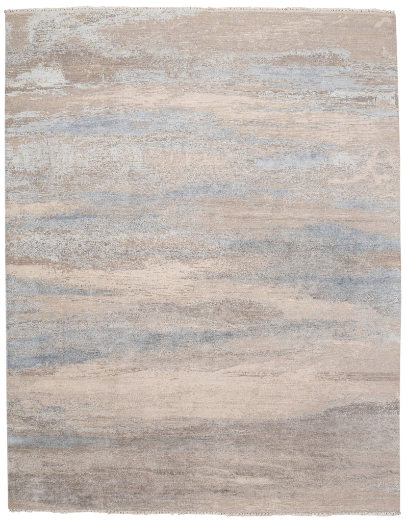 Milson Modern Abstract Tan Blue Taupe Area Rug (11'6" x 15')