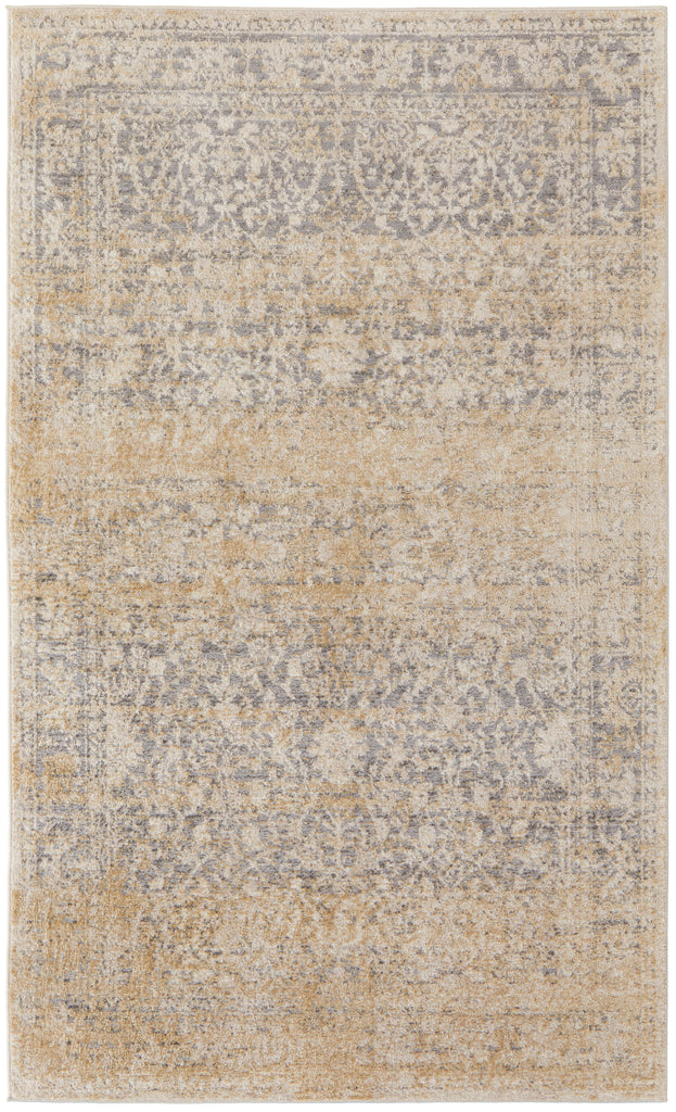 Camellia Transitional Floral Botanical Gray Ivory Area Rug (4'3" x 6'3")