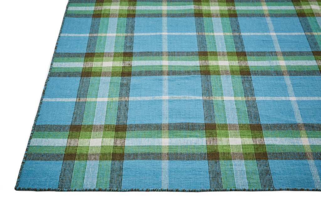 Crosby Transitional Plaid Blue Green Black Area Rug (8' x 10')