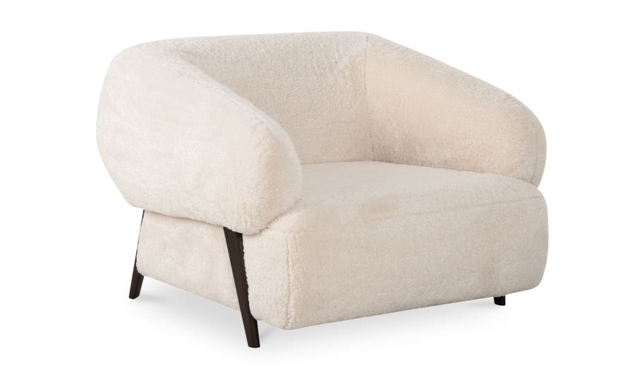 Devlin Lounge Chair, Cream Faux Fur