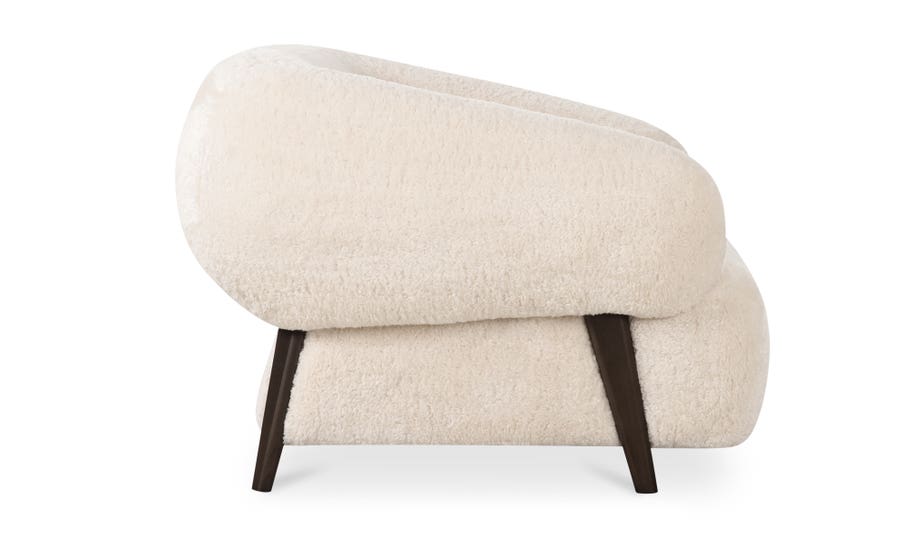 Devlin Lounge Chair, Cream Faux Fur