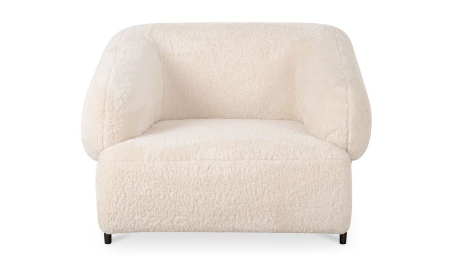 Devlin Lounge Chair, Cream Faux Fur