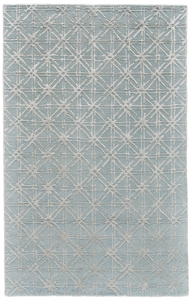 Manoa Transitional Geometric Blue Silver Gray Area Rug (2' x 3')