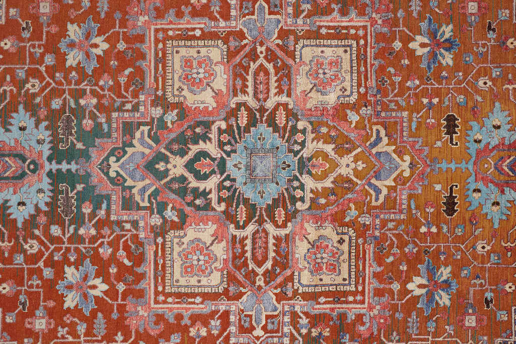 Lanister Traditional Damask Red Orange Ivory Area Rug (8'6" x 11'6")