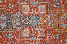 Lanister Traditional Damask Red Orange Ivory Area Rug (8'6" x 11'6")