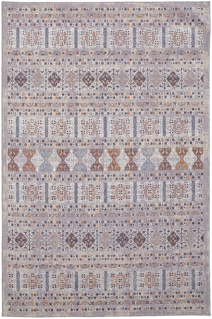 Francisco Transitional Oriental Orange Gray White Area Rug (8' x 10')