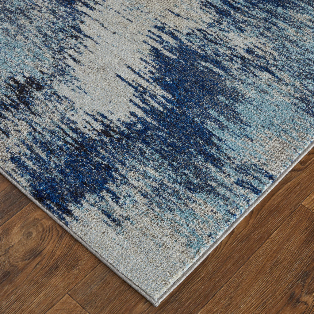 Edgemont Modern Abstract Blue Ivory Area Rug (2'8" x 8' / Pattern 3)