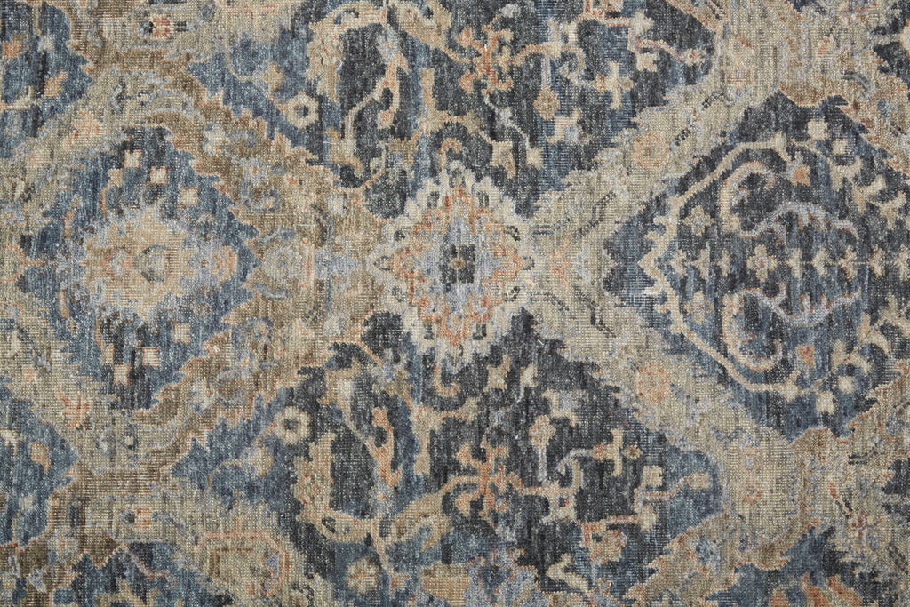 Marabel Traditional Damask Blue Taupe Brown Area Rug (3'6" x 5'6")