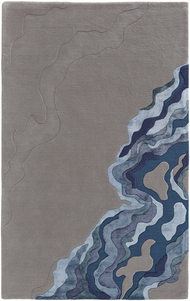 Serrano Transitional Abstract Gray Taupe Blue Area Rug (5' x 8')