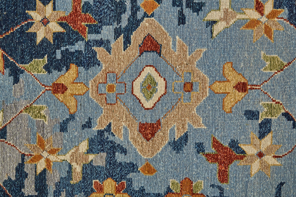 Leylan Transitional Floral Botanical Blue Orange Red Area Rug (9'6" x 13'6")