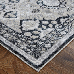 Macklaine Transitional Geometric Gray Black Area Rug (1'8" x 2'10")