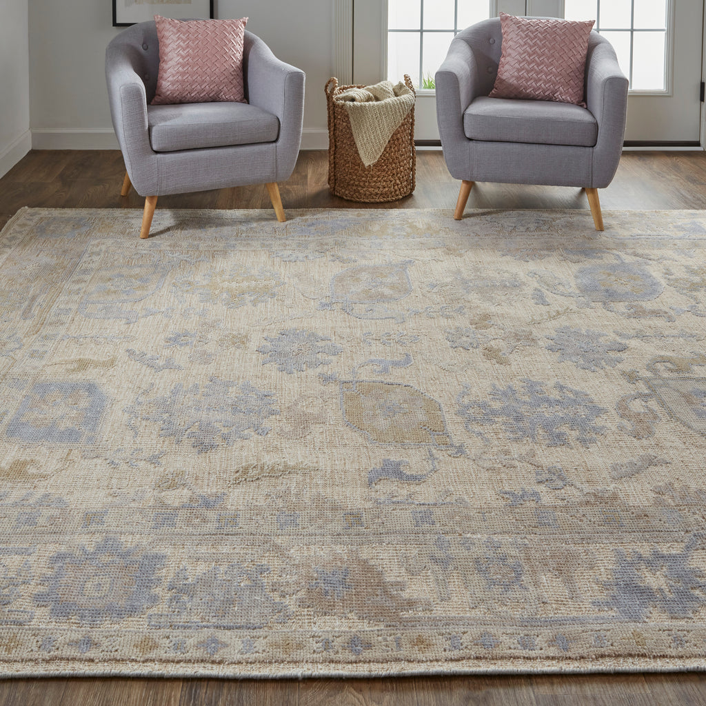 Wendover Transitional Floral Botanical Tan Orange Blue Area Rug (12' x 15')