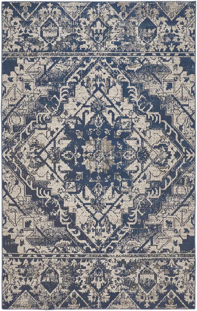 Foster Transitional Oriental Blue Ivory Area Rug (10' x 13'2")