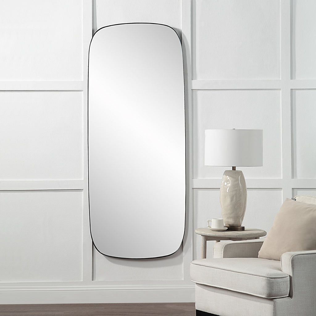 Almandine 72" Tall Rectangular Mirror, Matte Black