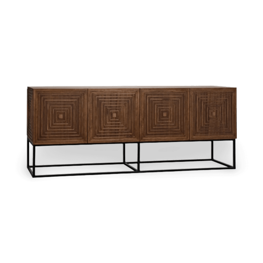 Lanon Sideboard with Metal Base, Dark Walnut