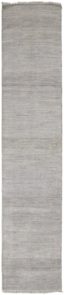 Janson Transitional Stripes Silver Area Rug (2'6" x 12' / Pattern 2)