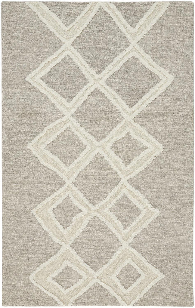 Anica Transitional Geometric Gray Ivory Area Rug (10' x 14')