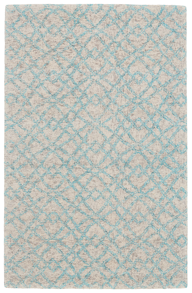 Morisco Transitional Geometric Ivory Blue Area Rug (2' x 3')