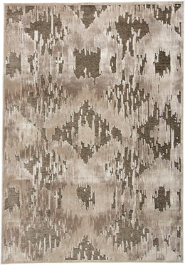 Saphir Zam Modern Abstract Brown Taupe Area Rug (2'6" x 9'10")