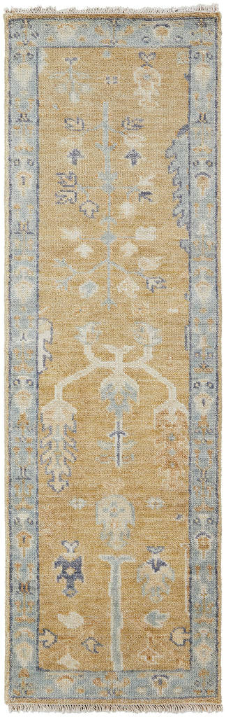 Carrington Traditional Oriental Gold Blue Gray Area Rug (2'6" x 8')