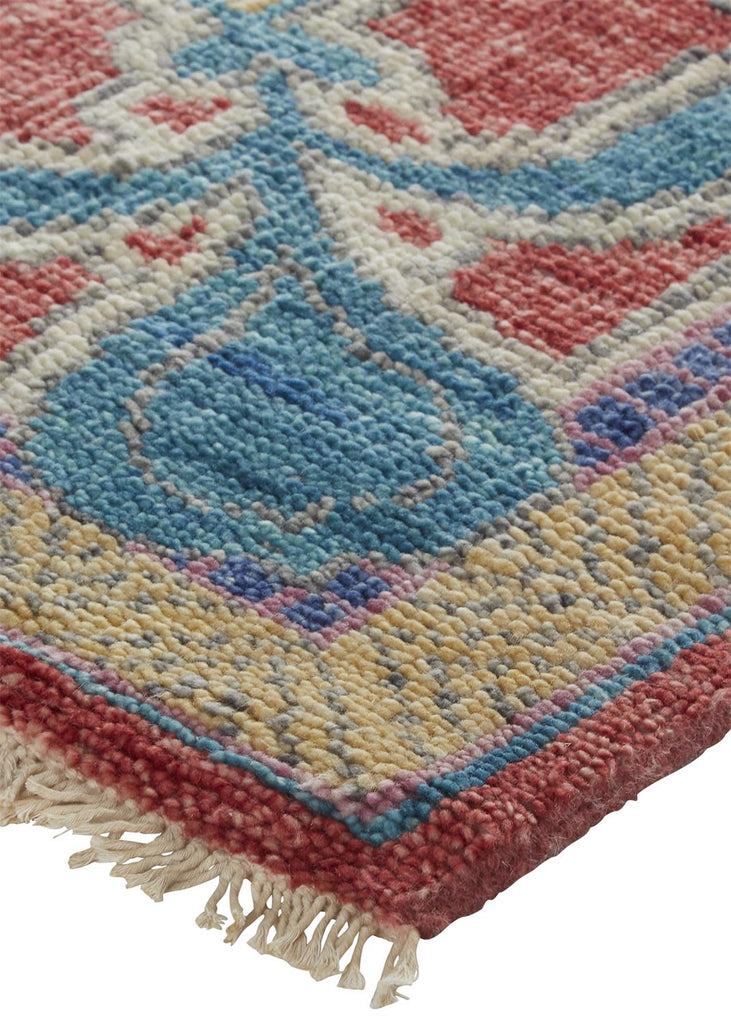 Beall Traditional Oriental Blue Red Yellow Area Rug (9'6" x 13'6")