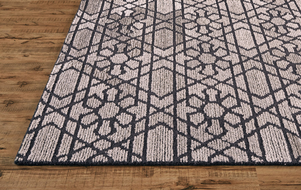 Asher Transitional Geometric Taupe Black Gray Area Rug (5' x 8')