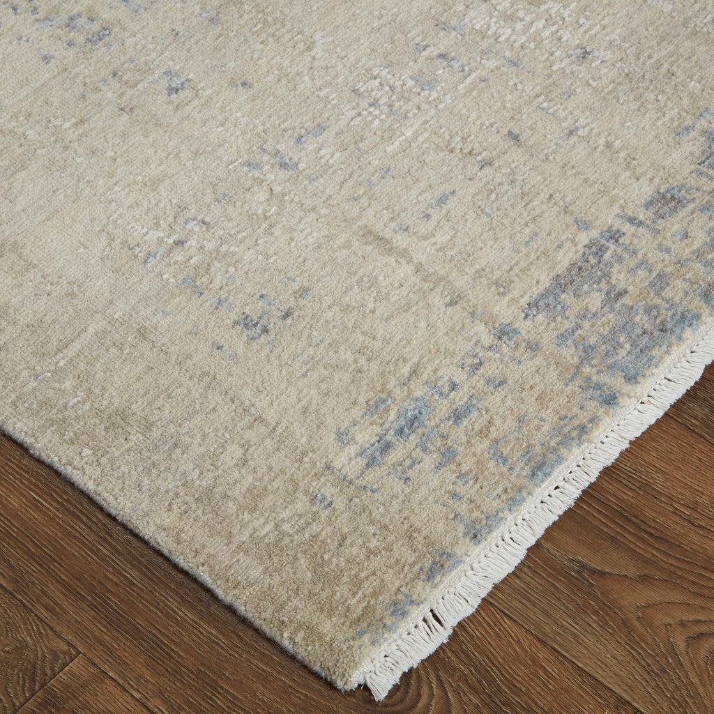 Lombardy Modern Abstract Taupe Ivory Blue Area Rug (4' x 6')