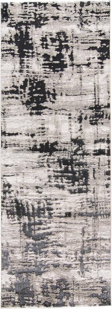 Micah Modern Abstract Black White Gray Area Rug (2'10" x 7'10")