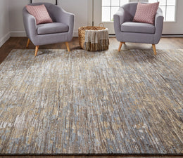 Conroe Modern Abstract Brown Gray Area Rug (11'6" x 15')